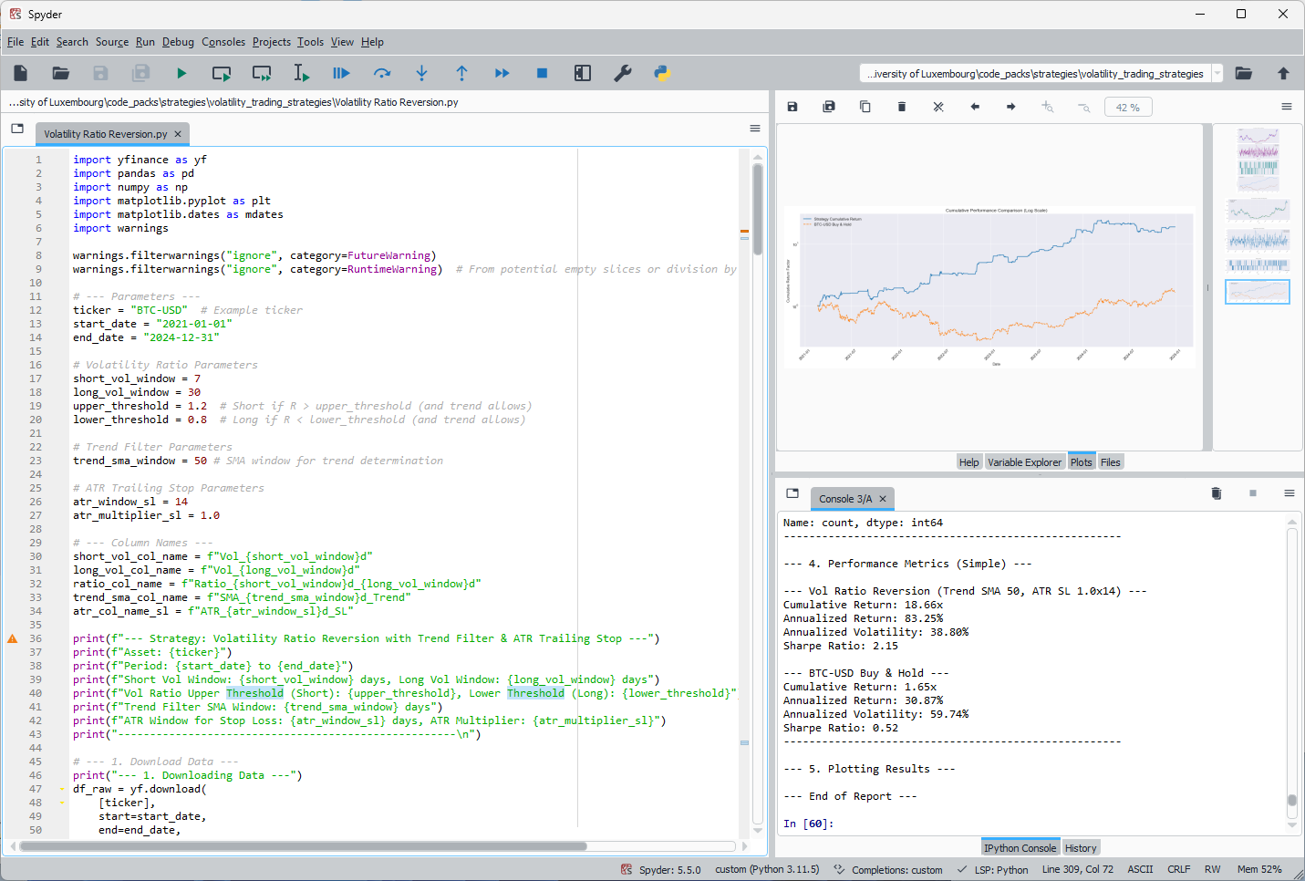 How to configure and run a volatility strategy